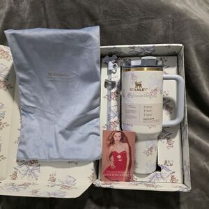 Stanley White & Gold Floral Insulated Travel Mug with Handle